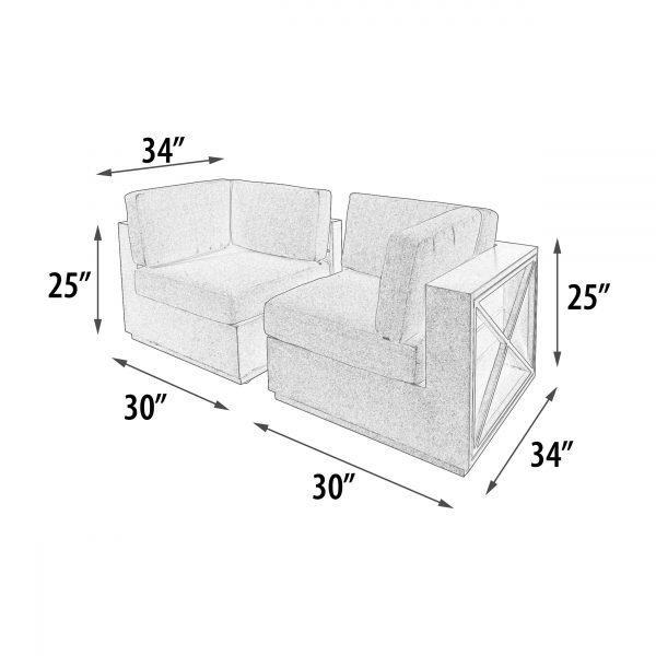 Modern Rustic  Right and Left Arm Single Seaters With Cushions - Image 4