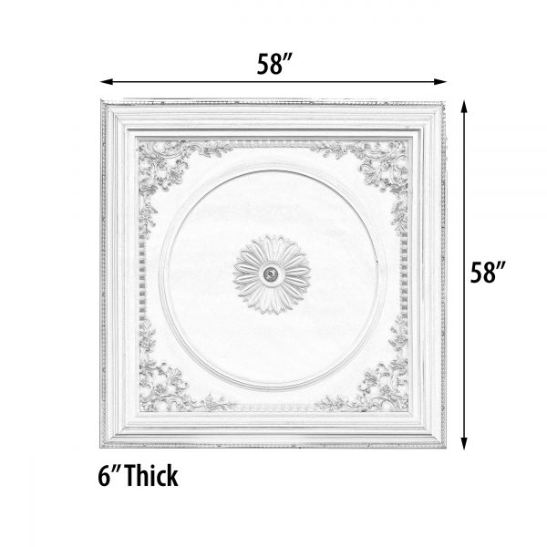 Elegant Large Dome Ceiling Medallion 58 Inch Square - Image 3