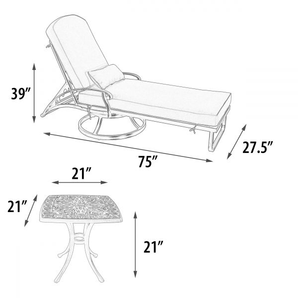 Elisabeth Swivel Chaise Lounge Set of 3 (KIT) - Image 4