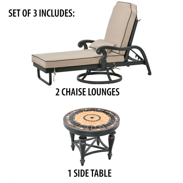 Astoria Outdoor Swivel Chaise Lounge Set Of 3 - Image 2