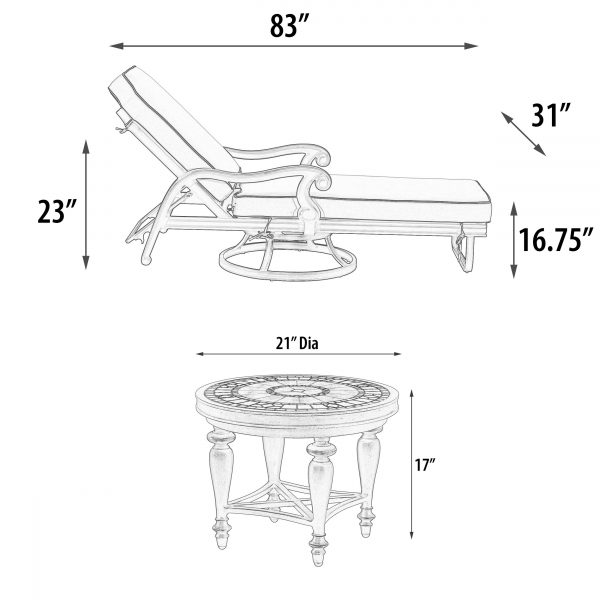 Astoria Outdoor Swivel Chaise Lounge Set Of 3 - Image 4