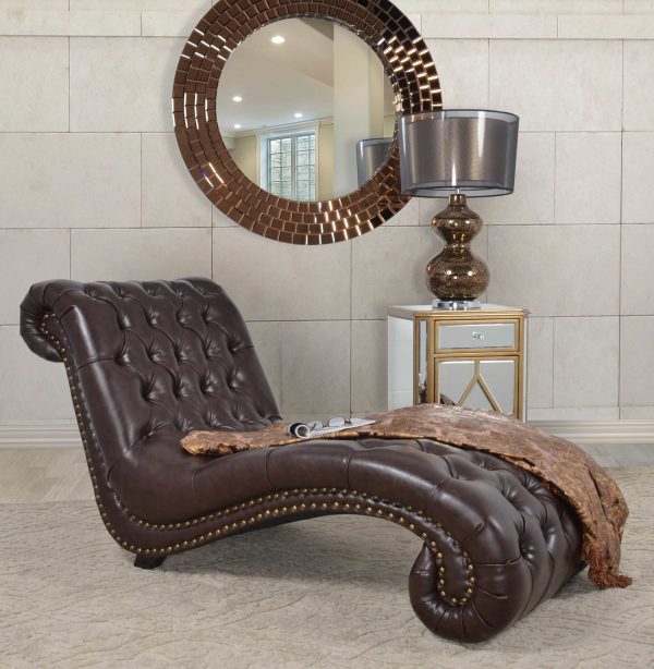 Botswana Dark Brown Micro Leather Chaise - Image 1