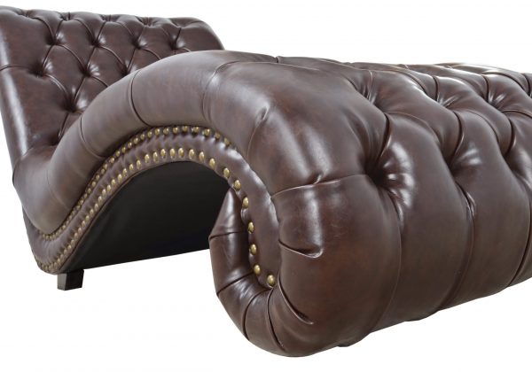 Botswana Dark Brown Micro Leather Chaise - Image 3