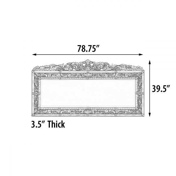 Monumental Venetian Grand Mirror 78.74 " Wide - Image 3