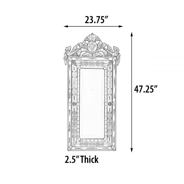 Striking Venetian Style Mirror With Seafoam Border 47.24" Tall - Image 2