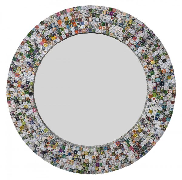 quilled Large Pyramid Art Mirror 47" Round - Image 1