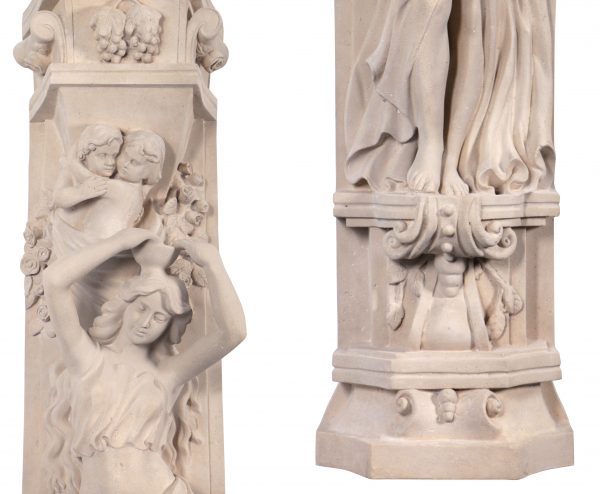 Roman Girl With Bowl Pilaster Stone Cast - Image 2