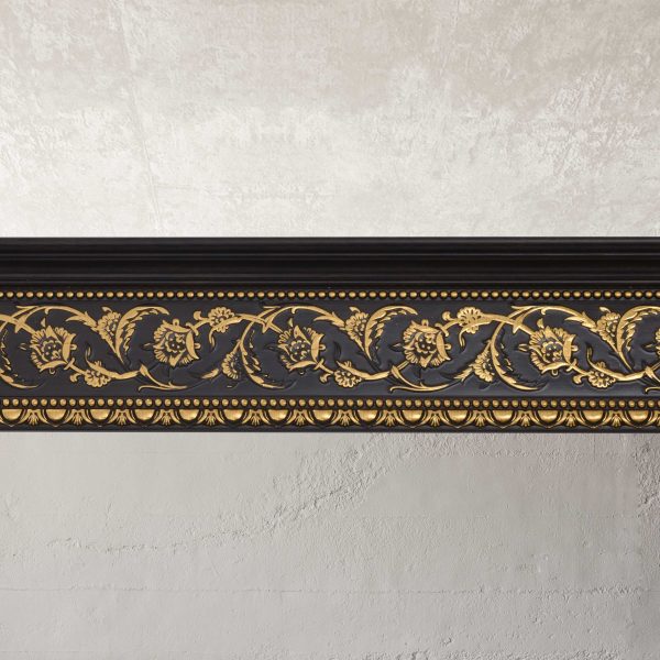 Gold Floral on Wood Tone Crown Molding 92 Inch - Image 3