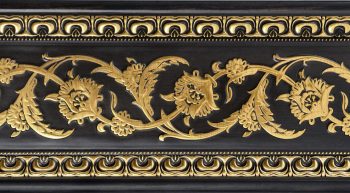 Gold Floral on Wood Tone Chair Rail 94 Inch