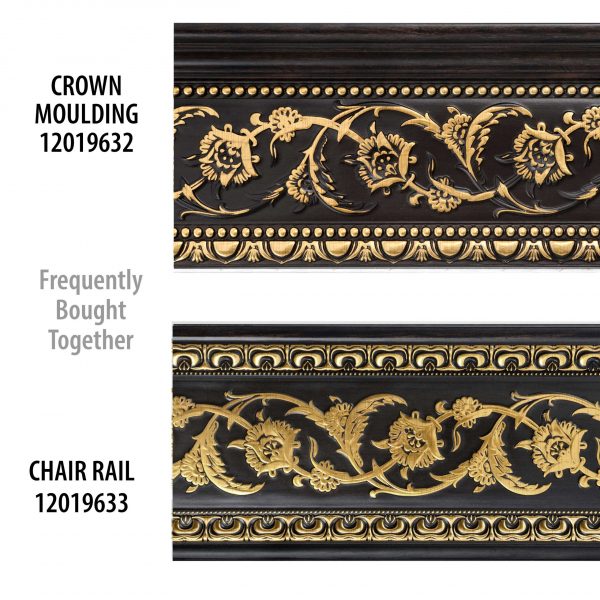 Gold Floral on Wood Tone Chair Rail 94 Inch - Image 2