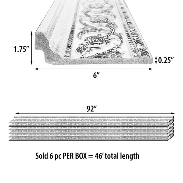 Gold Floral on French White Crown Molding 92 Inch - Image 4