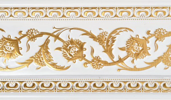 Gold on French White Floral Chair Rail 94 Inch - Image 1