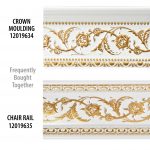 Gold on French White Floral Chair Rail 94 Inch - Image 2