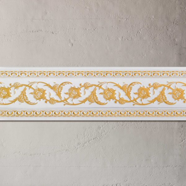 Gold on French White Floral Chair Rail 94 Inch - Image 3