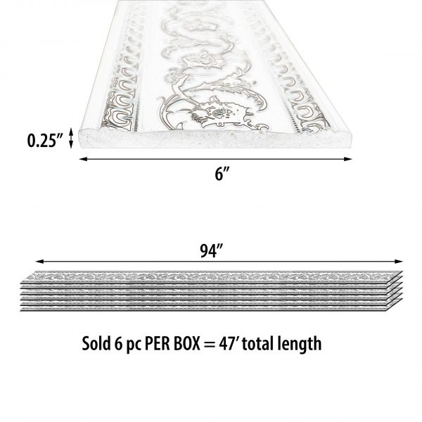 Gold on French White Floral Chair Rail 94 Inch - Image 4
