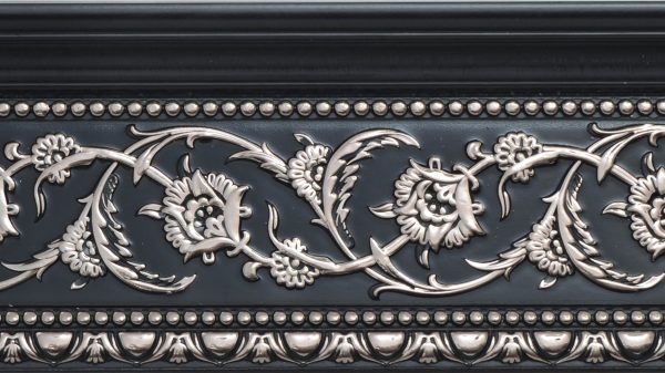 Silver Floral and Black Crown Molding 92 Inch - Image 1