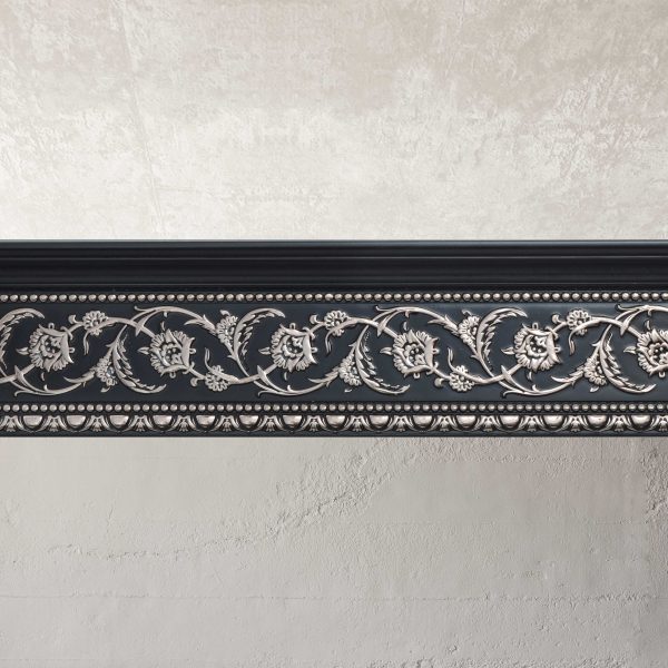 Silver Floral and Black Crown Molding 92 Inch - Image 3