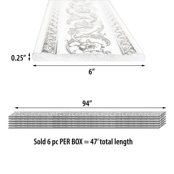Silver Floral on Black Chair Rail 94 Inch - Image 4