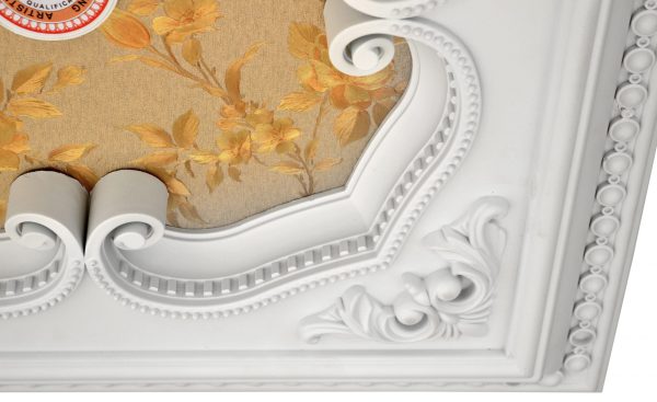 White and Gold Four Leaf Clover Square Chandelier Ceiling Medallion 24in - Image 3