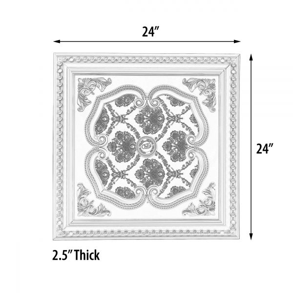 Silver Four Leaf Clover Square Chandelier Ceiling Medallion 24in - Image 4