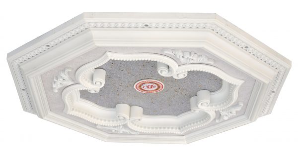 White and Silver Four Leaf Clover Octagon Chandelier Ceiling Medallion 24in - Image 2