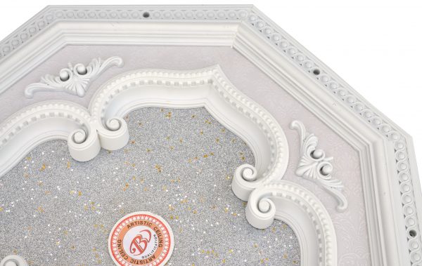 White and Silver Four Leaf Clover Octagon Chandelier Ceiling Medallion 24in - Image 3