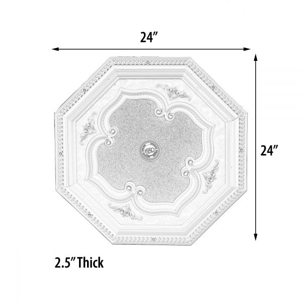White and Silver Four Leaf Clover Octagon Chandelier Ceiling Medallion 24in - Image 4