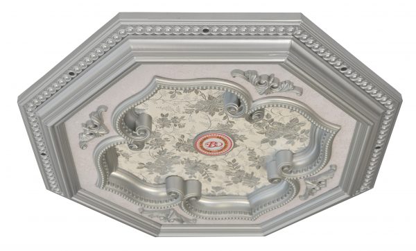 Silver Four Leaf Clover and Silver Frame Octagon Chandelier Ceiling Medallion 24in - Image 2