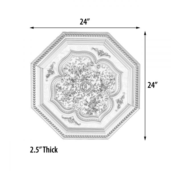 Silver Four Leaf Clover and Silver Frame Octagon Chandelier Ceiling Medallion 24in - Image 4