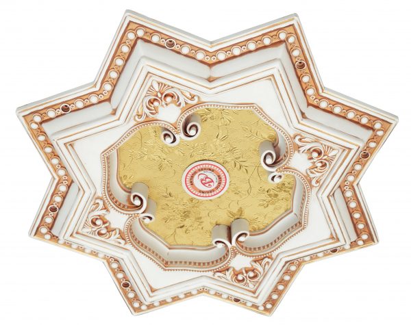 Ivory and Gold Eight Pointed Star Chandelier Ceiling Medallion 24in - Image 2