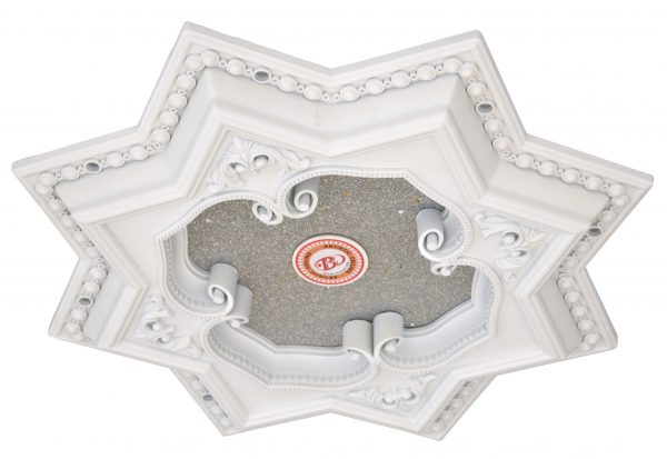 White and Silver Eight Pointed Star Chandelier Ceiling Medallion 24in - Image 2