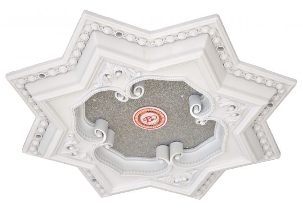 White and Silver Eight Pointed Star Chandelier Ceiling Medallion 24in - Image 2