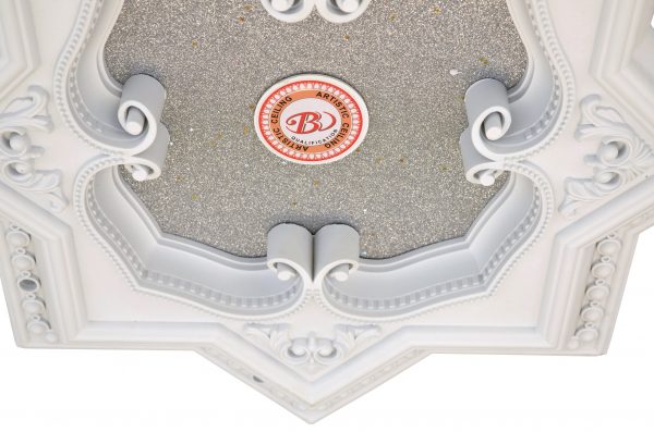 White and Silver Eight Pointed Star Chandelier Ceiling Medallion 24in - Image 3