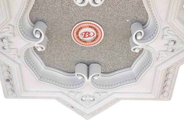 White and Silver Eight Pointed Star Chandelier Ceiling Medallion 24in - Image 3