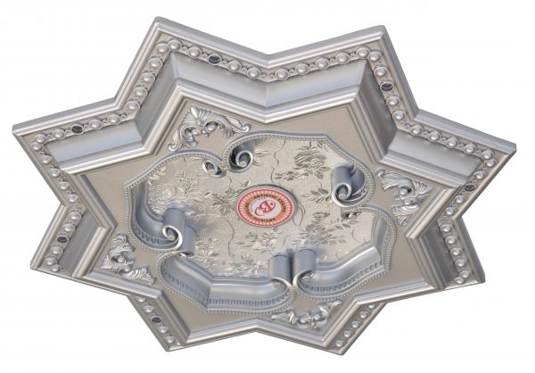 Silver Eight Pointed Star Chandelier Ceiling Medallion 24in - Image 2