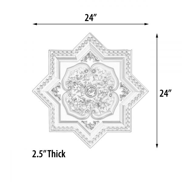 Silver Eight Pointed Star Chandelier Ceiling Medallion 24in - Image 4