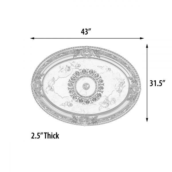 Cherubs Sky Oval Chandelier Ceiling Medallion 44in - Image 4