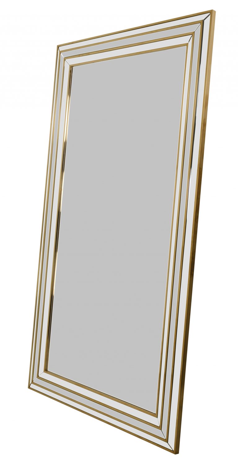 Leaner Mirror with Metal Accent Gold - Image 2