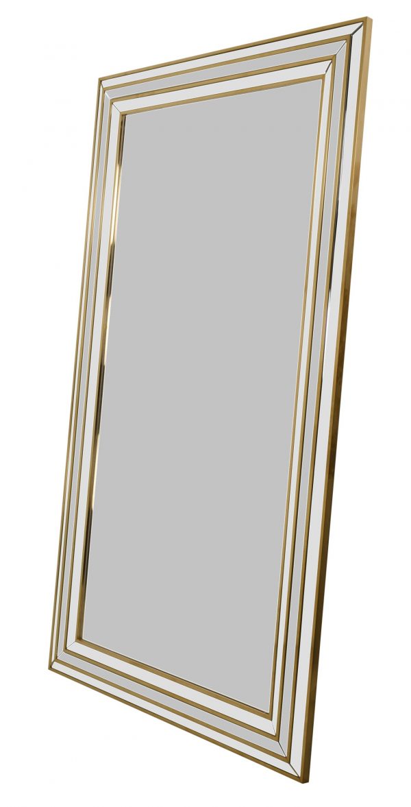 Leaner Mirror with Metal Accent Gold - Image 2