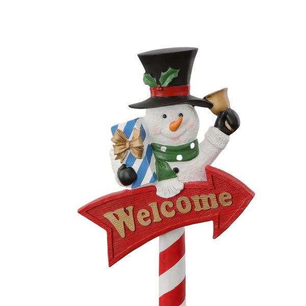 36in Snowman with Welcome Sign - Image 3