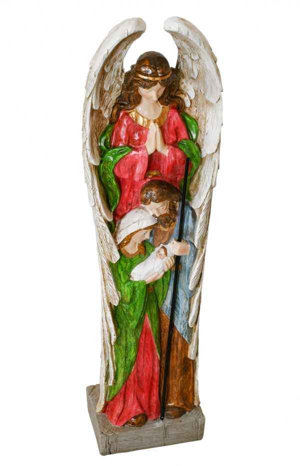 Multi Colored Arch Angel Praying over Nativity Family - Image 3