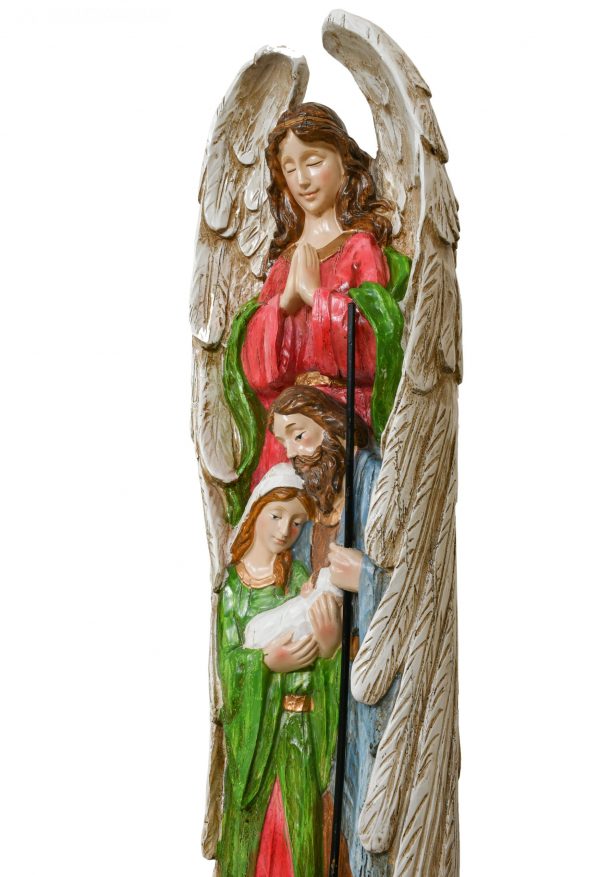 Multi Colored Arch Angel Praying over Nativity Family - Image 4