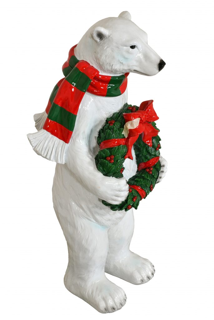 Christmas Polar Bear with Wreath - Image 3