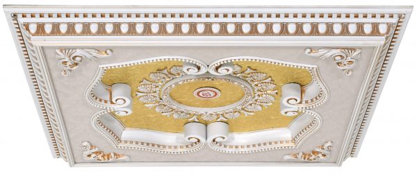 French White and Gold Square Chandelier Fan Ceiling Medallion - Image 2