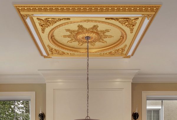 Golden Grand Square Chandelier Fan Ceiling Medallion - Image 1