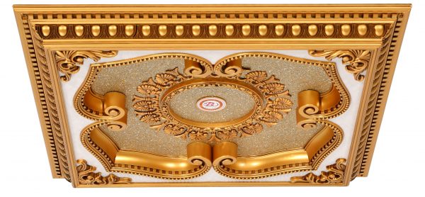 Beige and Gold Clover Square Chandelier Fan Ceiling Medallion - Image 2