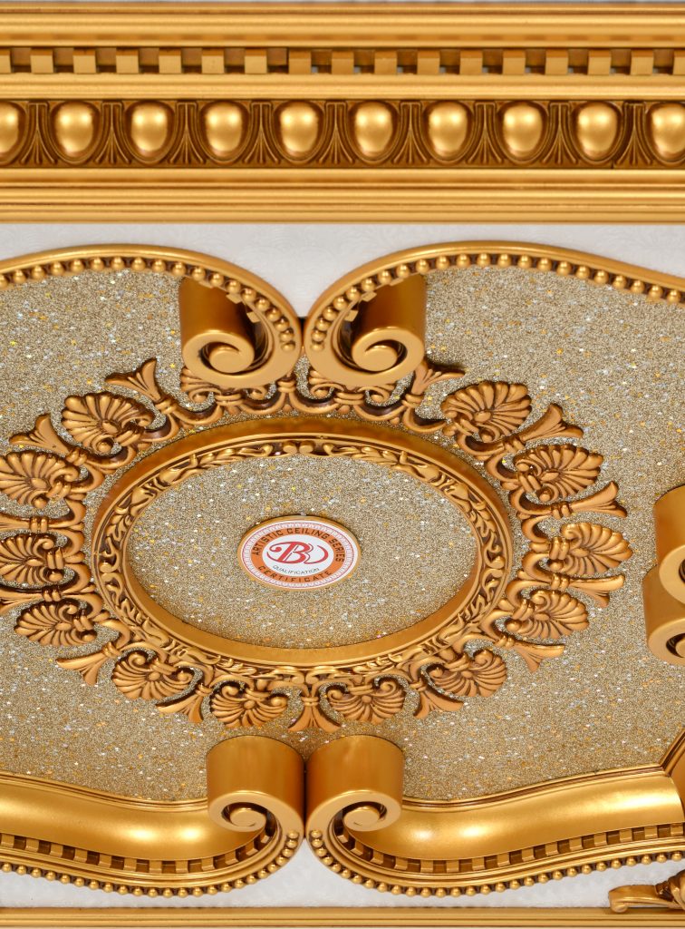 Beige and Gold Clover Square Chandelier Fan Ceiling Medallion - Image 3