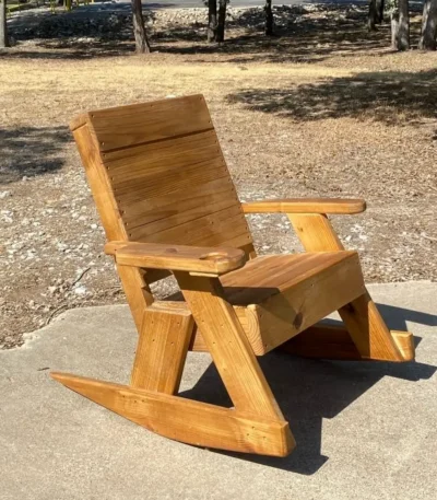 Rustic Wooden Rocking Chair in Outdoor Setting