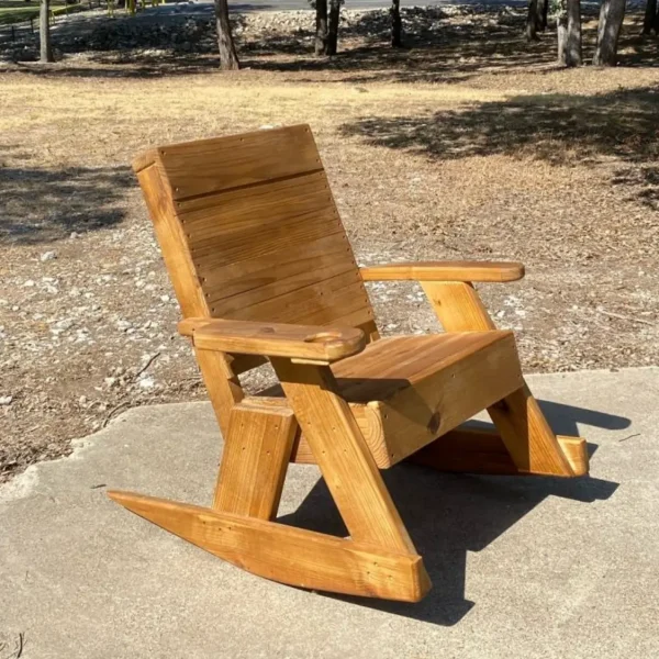 Rustic Wooden Rocking Chair in Outdoor Setting