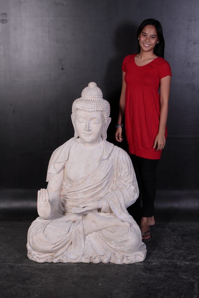 Enlightened Seated Buddha 4 ft in Aged Stone Finish - Image 5
